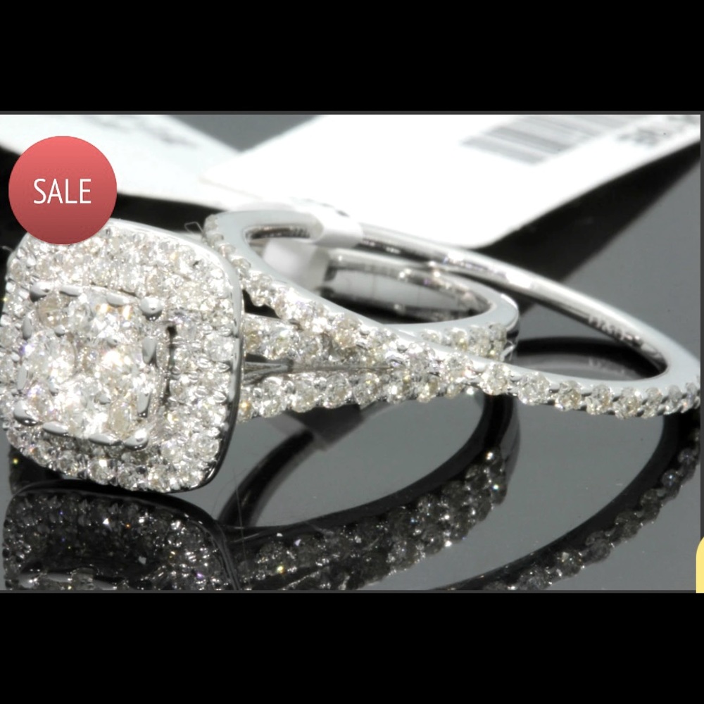 10K White Gold 1.30 Carat Bridal Set Engagement Ring
